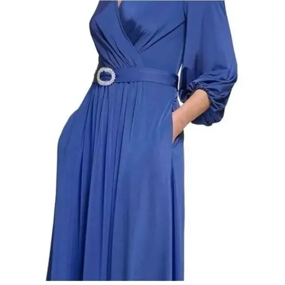 New Eliza J Cobalt Blue Elegant Long Sleeve Dress 16W - Picture 4 of 5
